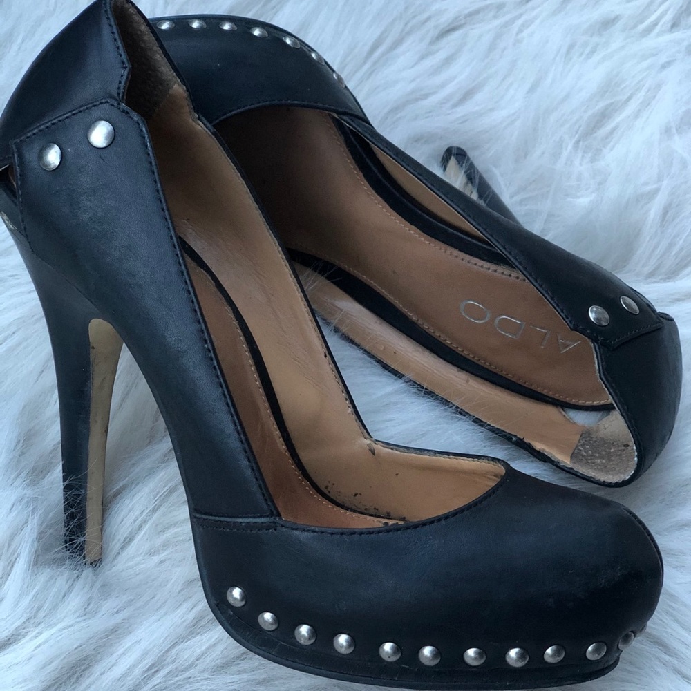 Aldo black studded heels